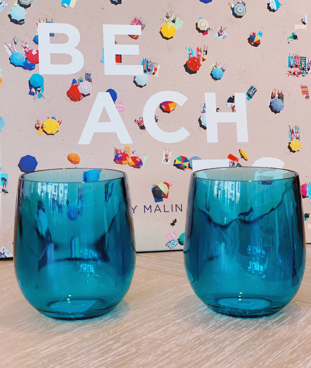 Acrylic Beach Life Wine Glasses 