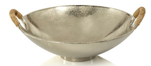Aluminum Serving Bowl with Wicker Handles