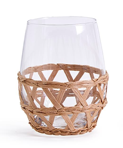 Set of 4 Lattice Stemless Wine Glasses