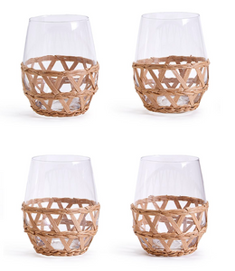 Set of 4 Lattice Stemless Wine Glasses