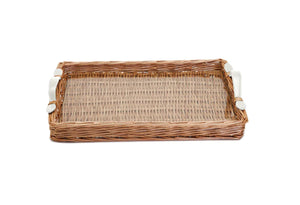 Wicker Tray With White Handles